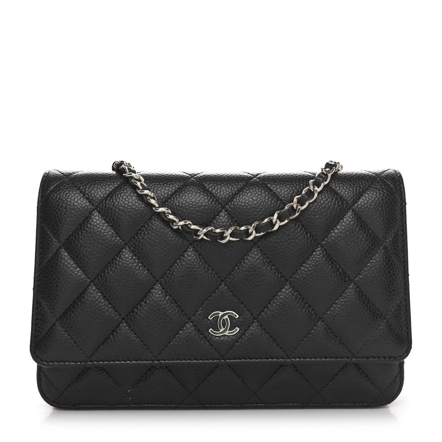 Caviar Quilted Wallet on Chain WOC Black