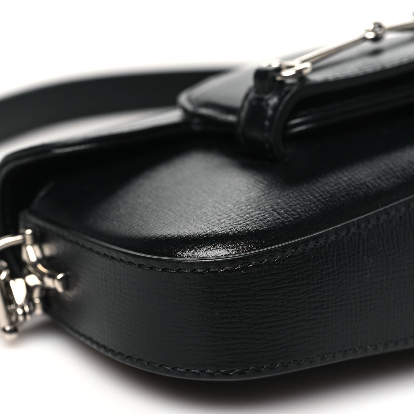 Calfskin Mini Horsebit 1955 Asymmetric Shoulder Bag Black