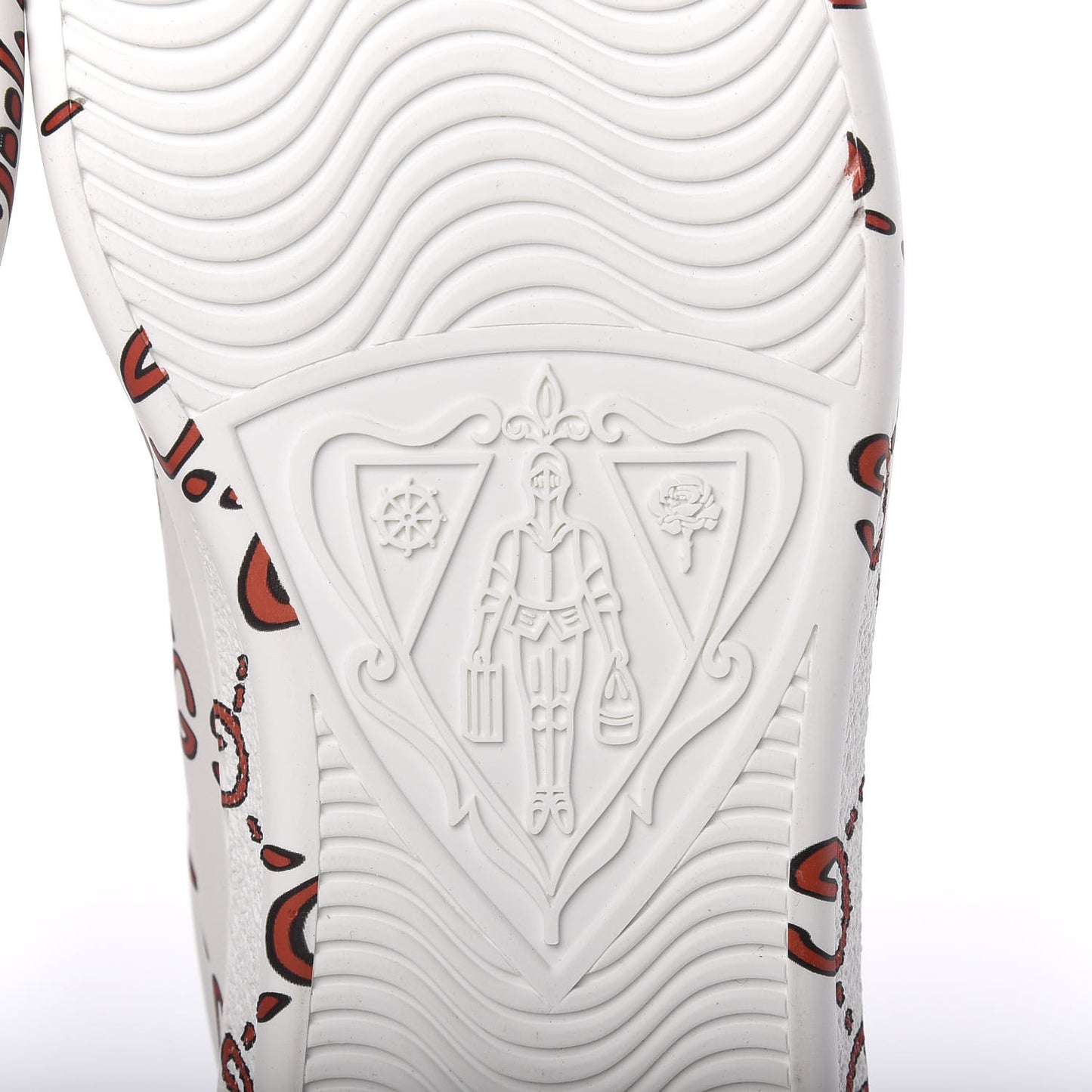 Calfskin GucciGhost Print Mens Ace Sneakers 7 White Hibiscus Red