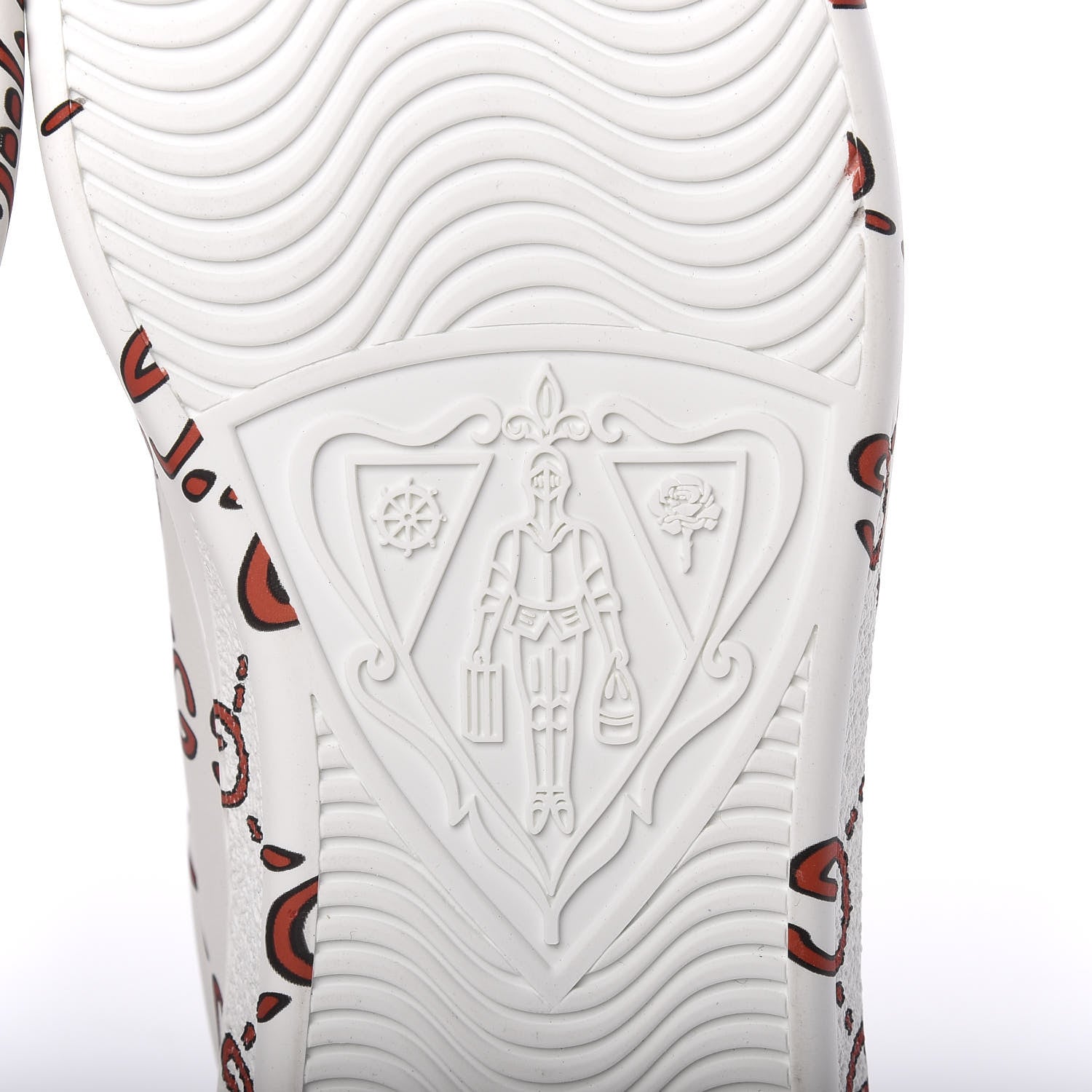 Gucci Calfskin GucciGhost Print Mens Ace Sneakers 7 White Hibiscus Red 6 of 11