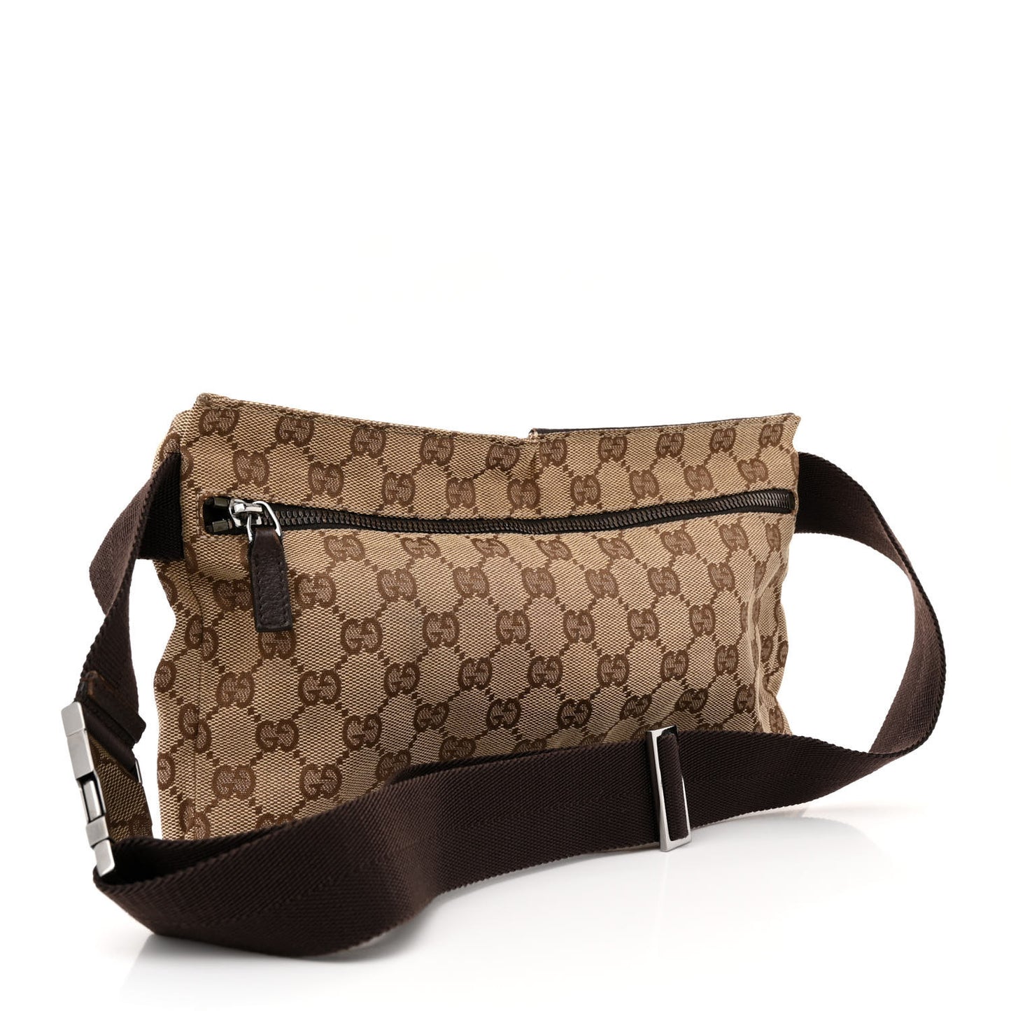 GG Monogram Double Pocket Belt Bag Dark Brown
