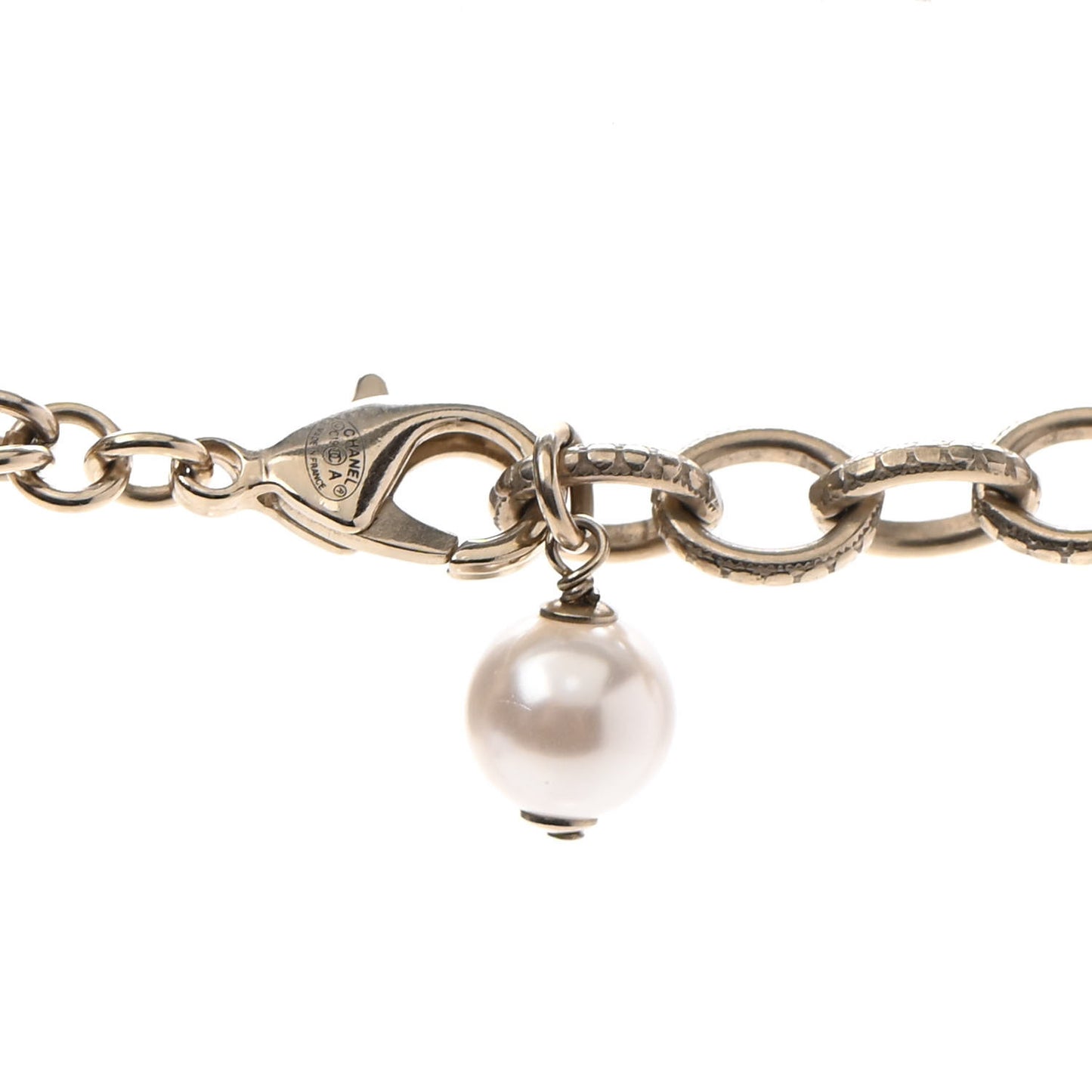 Pearl Crystal Nefertiti CC Long Necklace Gold