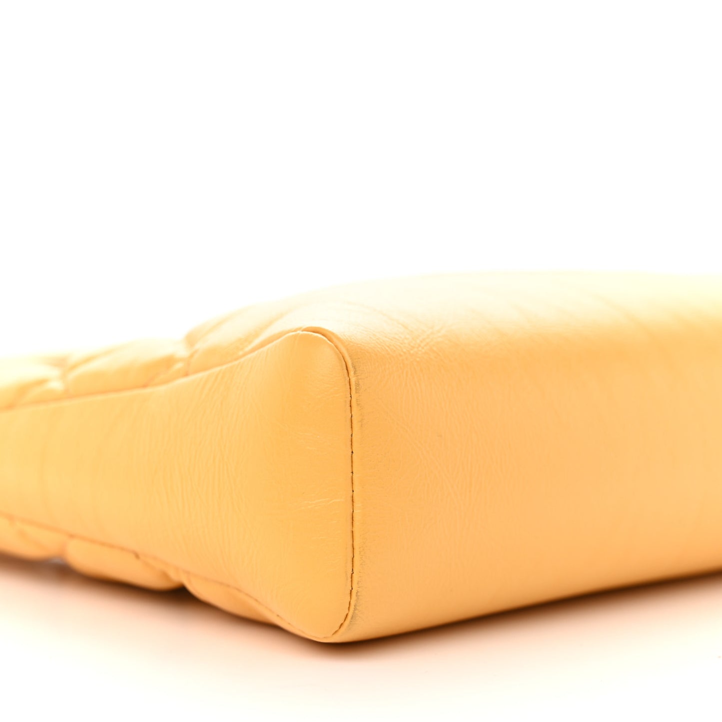 Shiny Crumpled Calfskin Quilted Mini 31 Shopping Bag Yellow