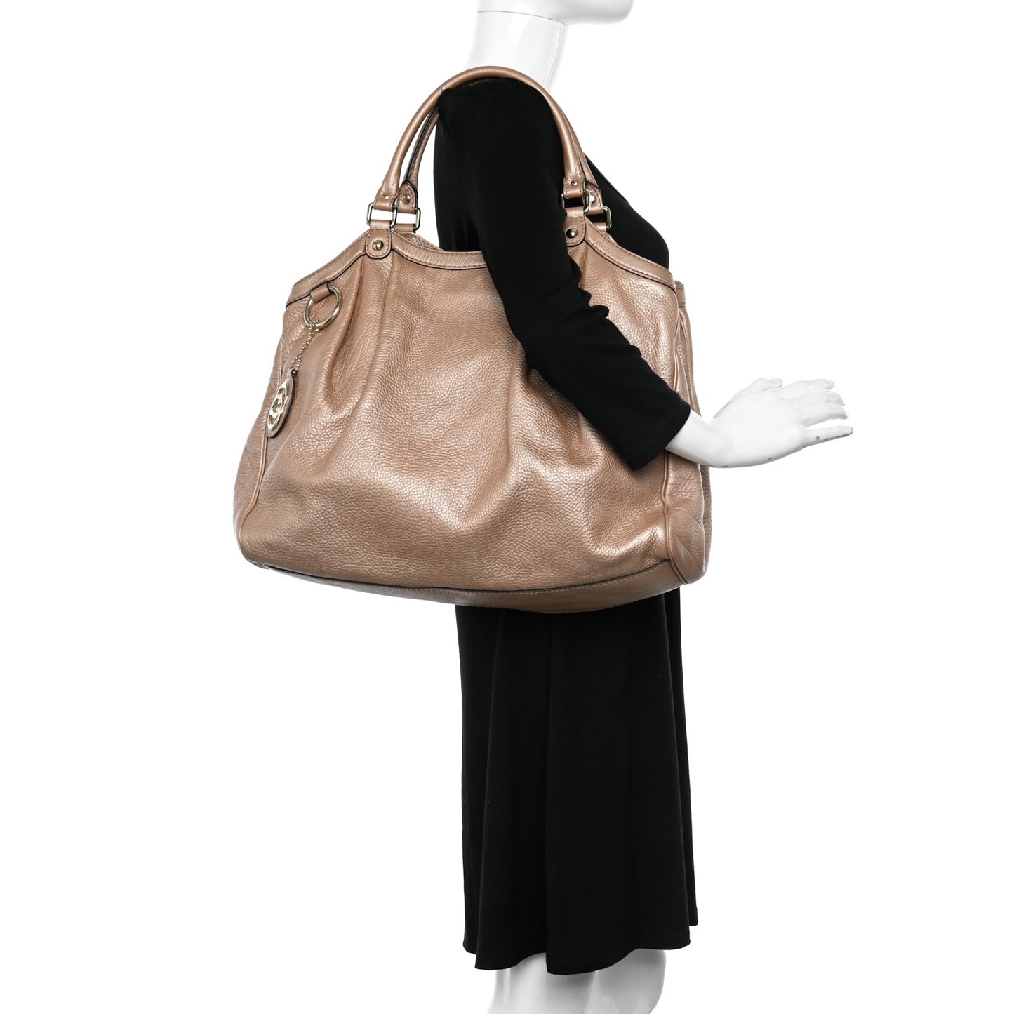 Metallic Cellarius Calfskin Large Sukey Tote Winter Rose