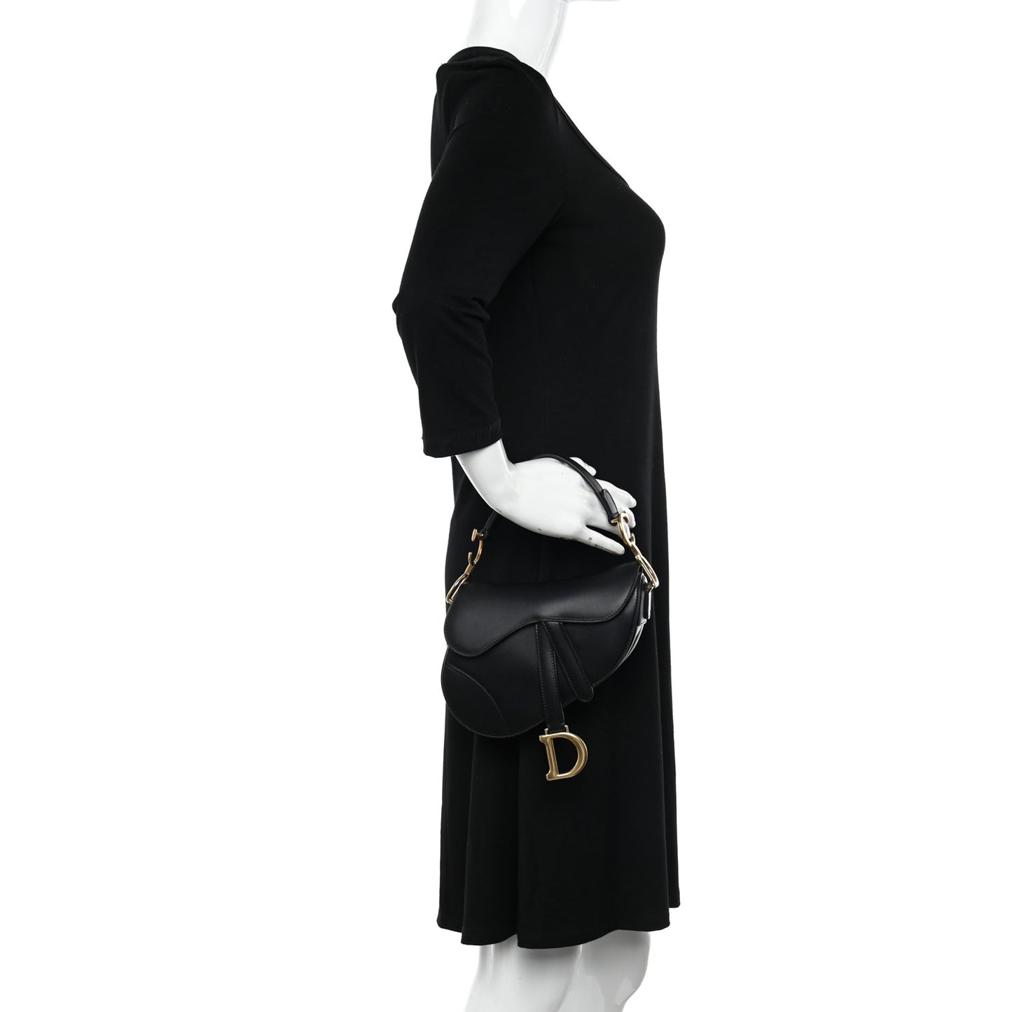 Calfskin Mini Saddle Bag Black