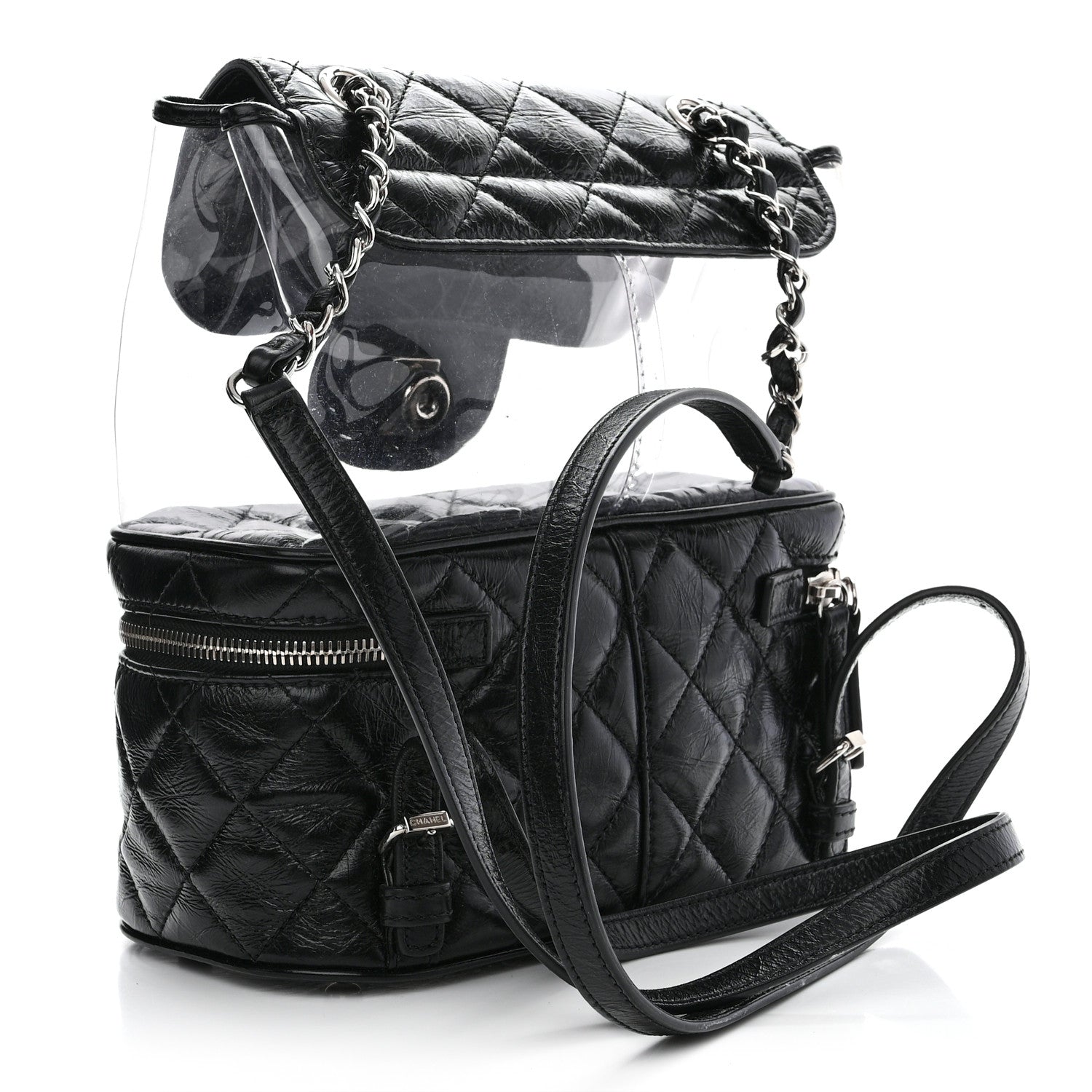 Chanel Crumpled Calfskin PVC Quilted Backpack Black 3 of 11