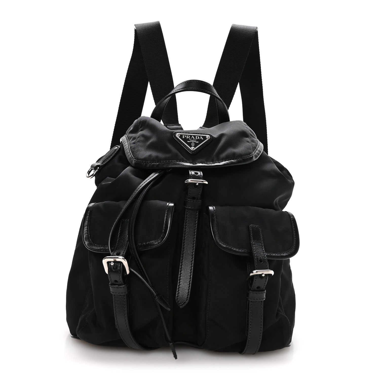 バッグ PRADA LEATHER TESSUTO NYLON BACKPACK Prada Tessuto Nylon Soft Calfskin Backpack Black 1921011