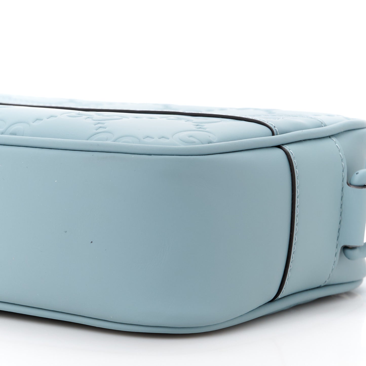 Rubber Effect Calfskin GG Mini Crossbody Bag Light Blue