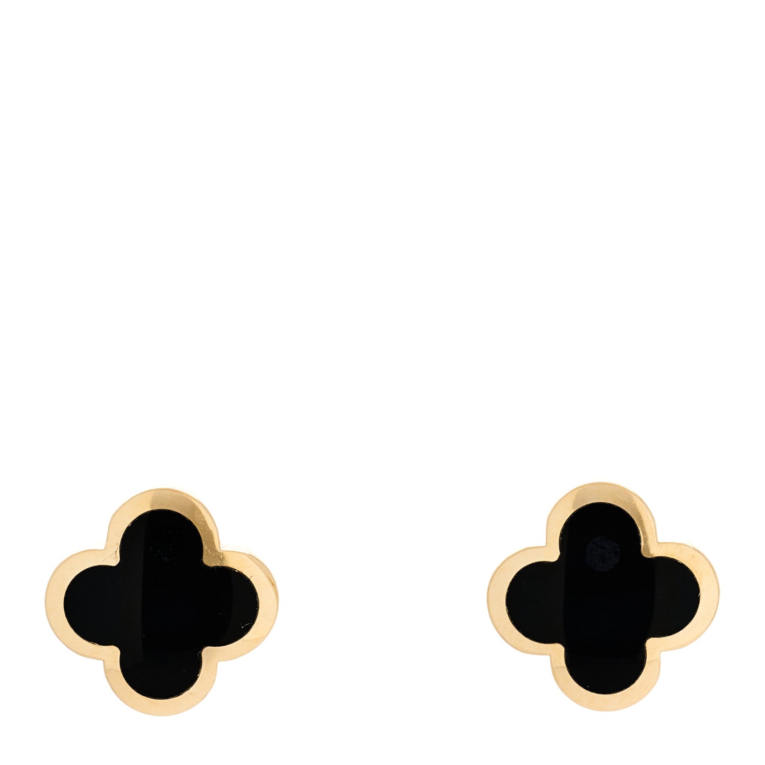 Van Cleef & Arpels 18K Yellow Gold Onyx Pure Alhambra Earrings 1 of 5