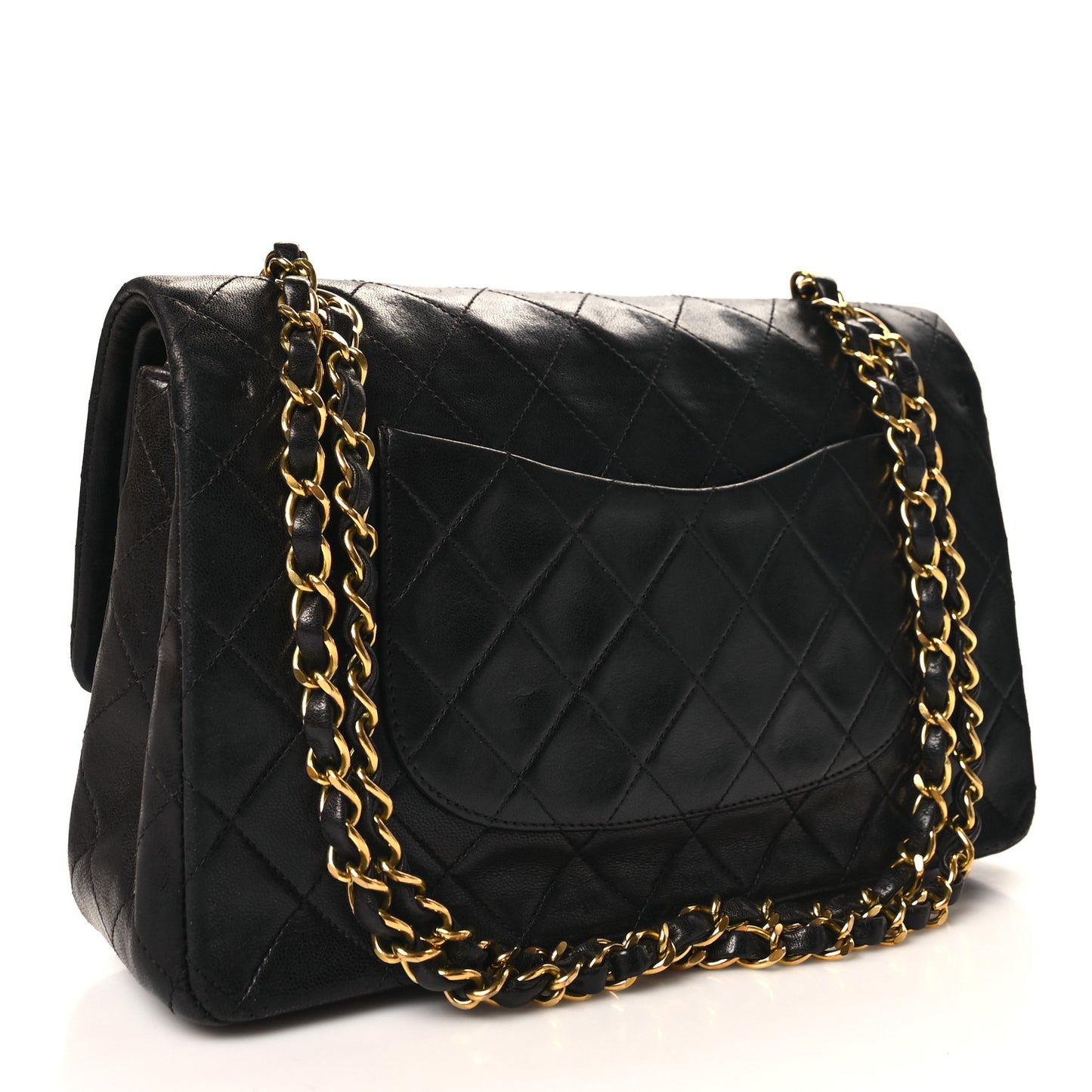 Lambskin Quilted Medium Double Flap Black