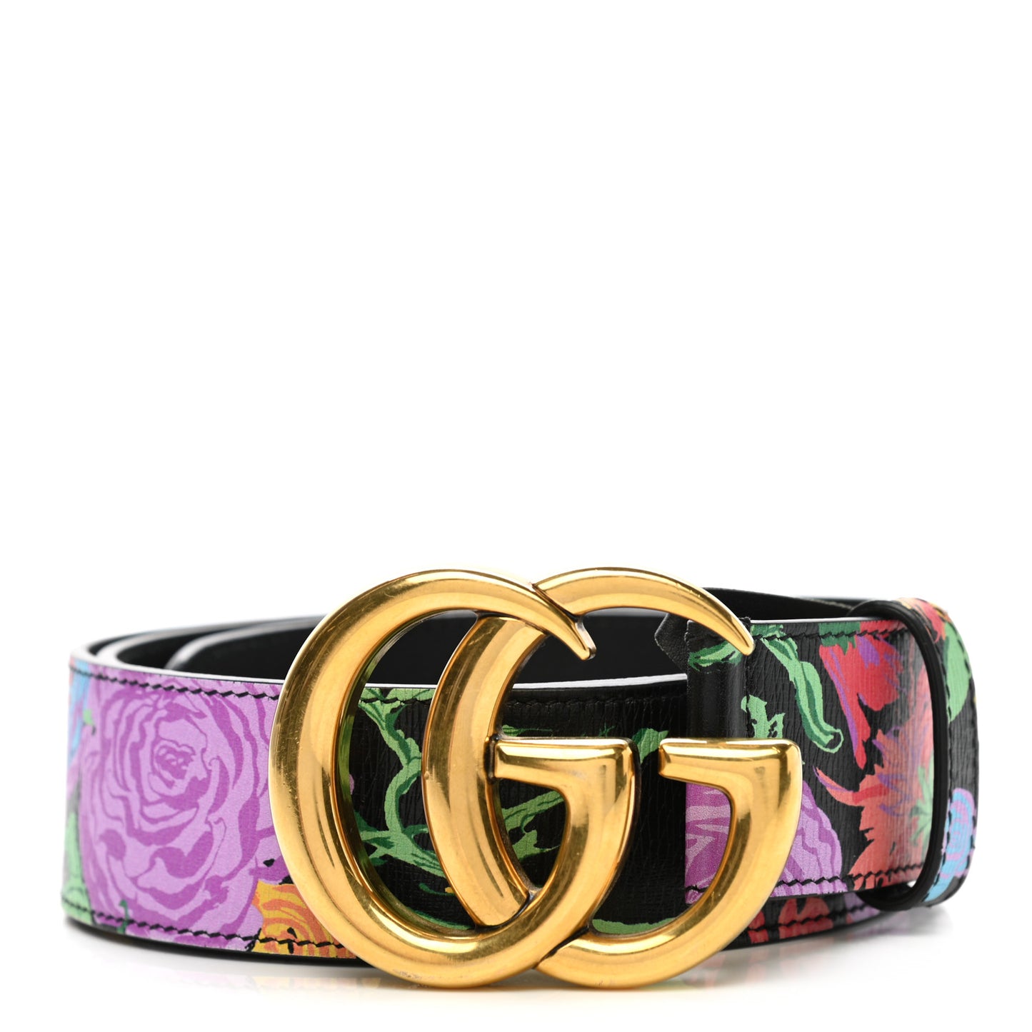 X KEN SCOTT Calfskin Double G 40mm Belt 90 36 Black Multicolor
