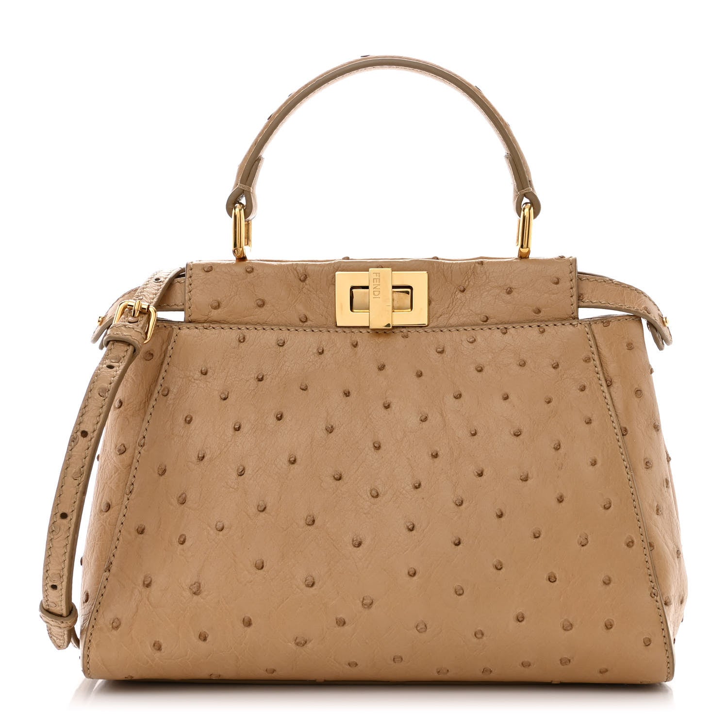 Fendi Ostrich Shiny Nappa Mini Peekaboo Iconic Satchel Cuoio 1387796 – FASHIONPHILE
