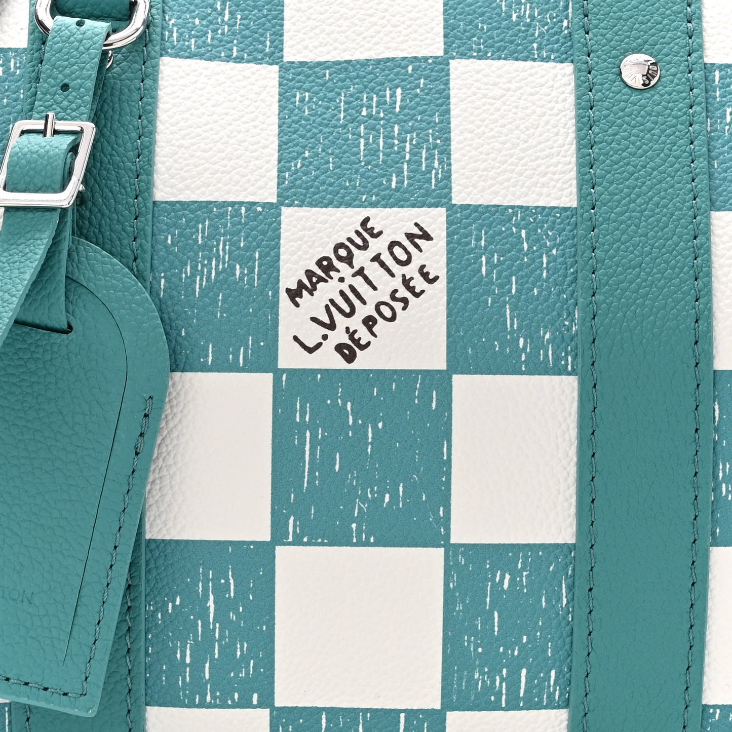Calfskin Damier City Keepall Teal
