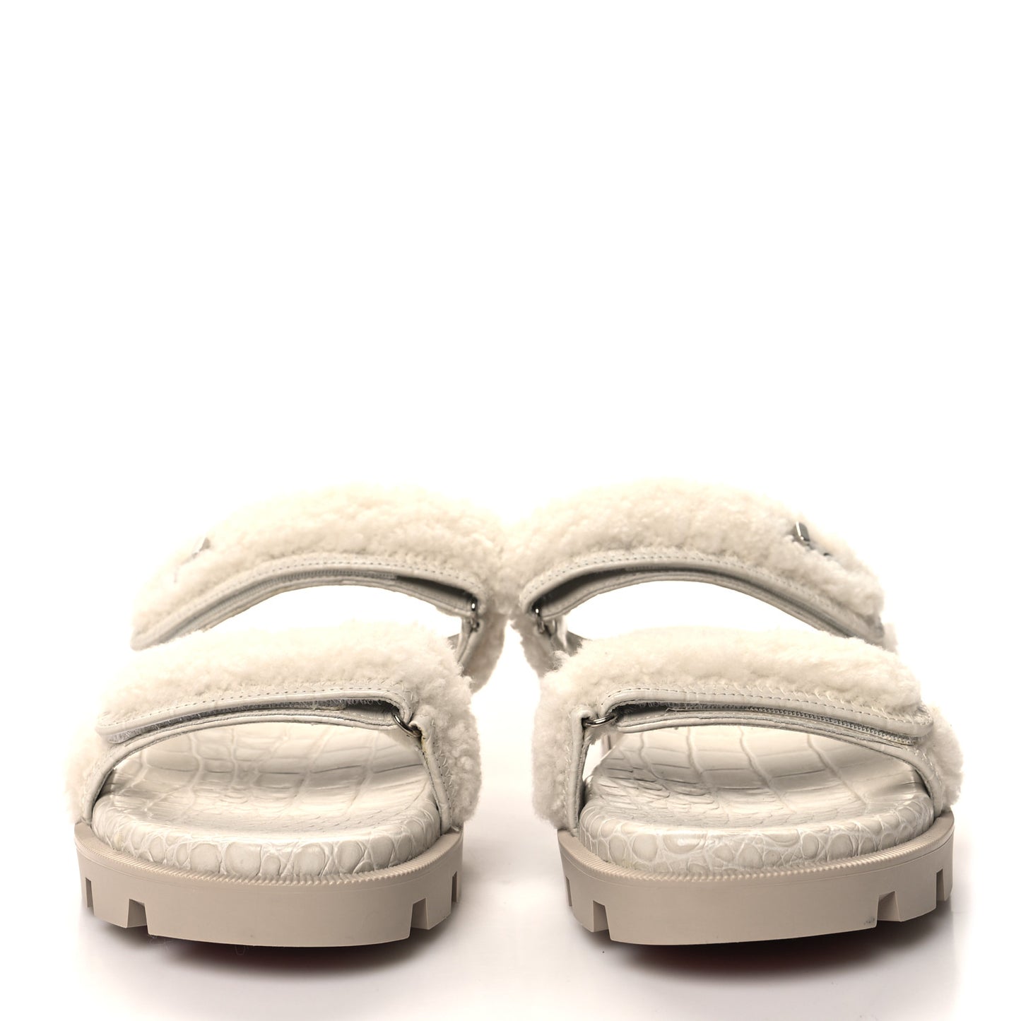 Shearling Lock Sandals 38 White