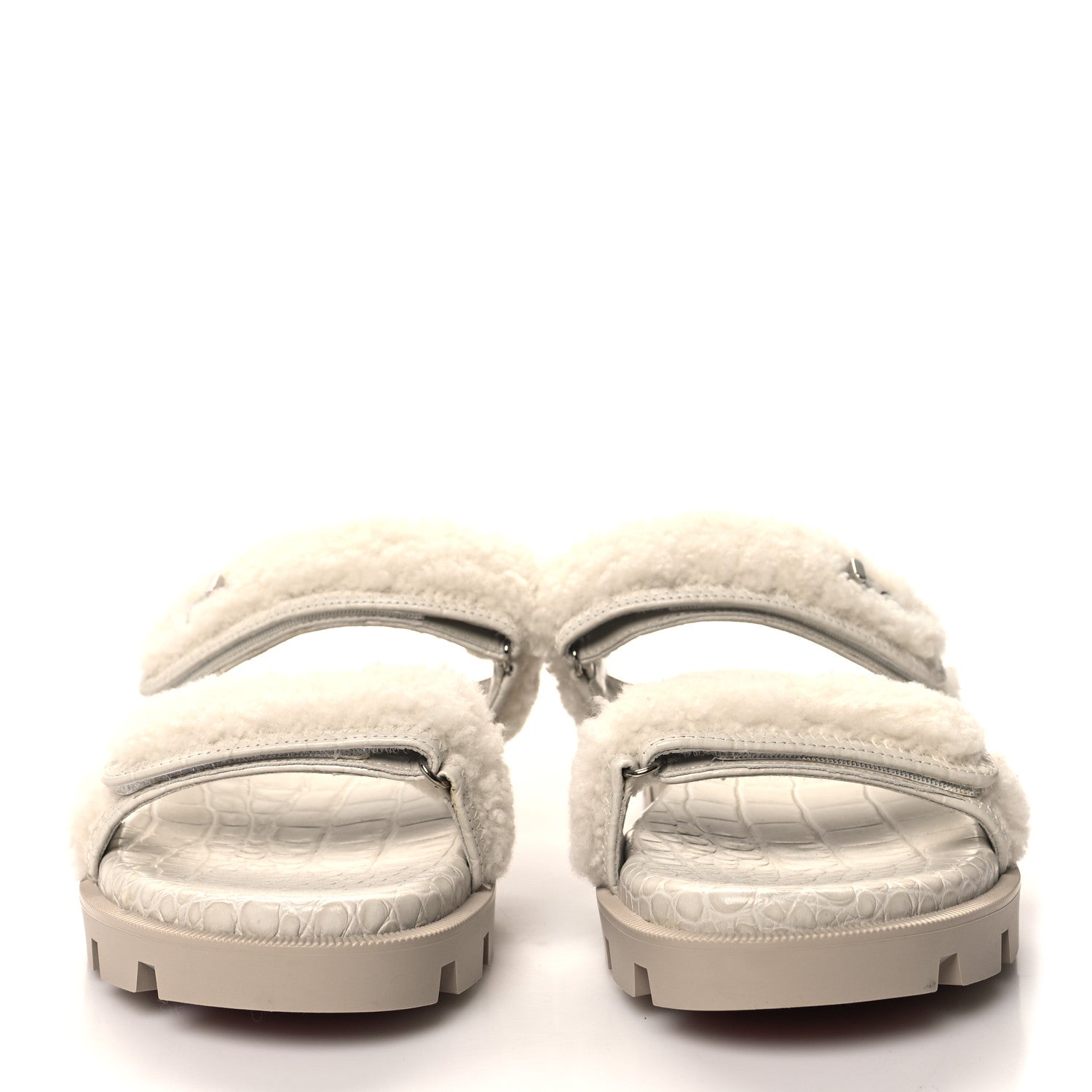 Christian Louboutin Shearling Lock Sandals 38 White 2 of 8