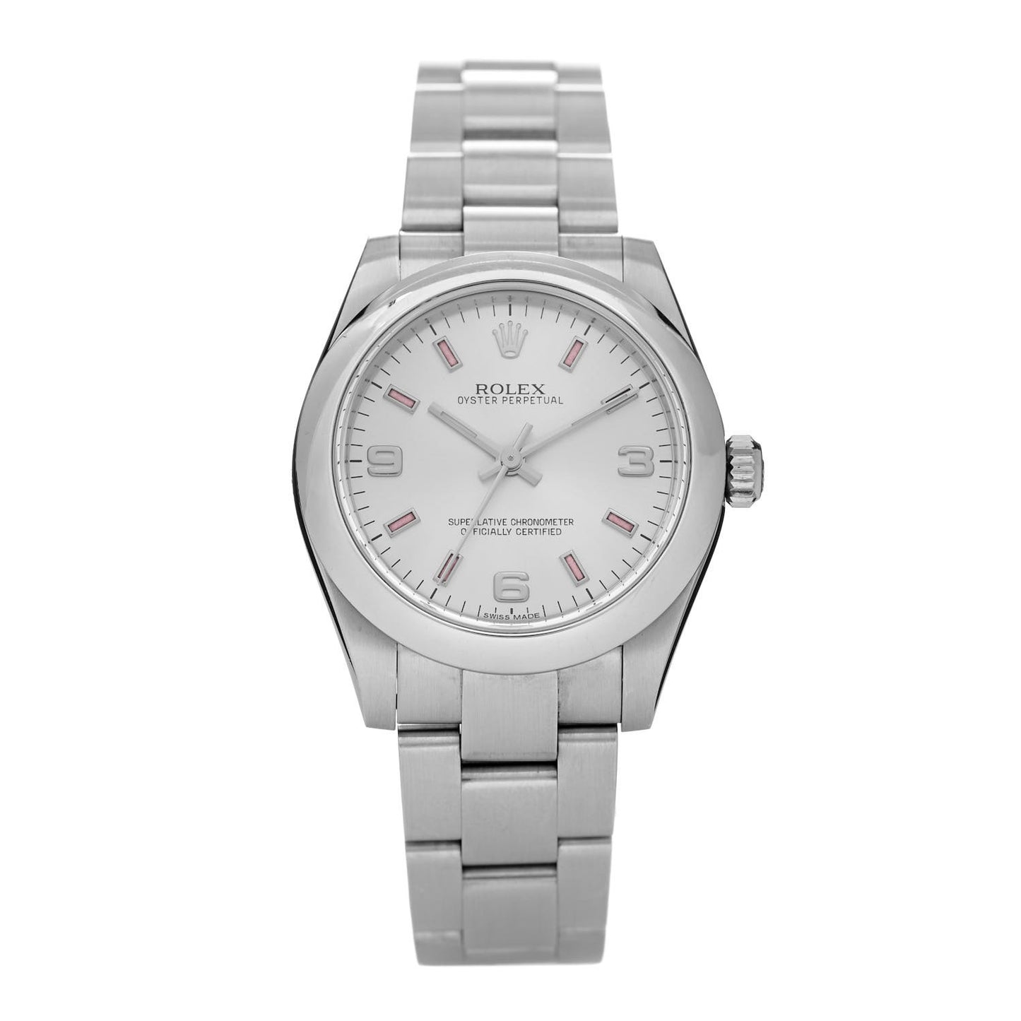 Stainless Steel 31mm Oyster Perpetual Watch Pink Index 177200