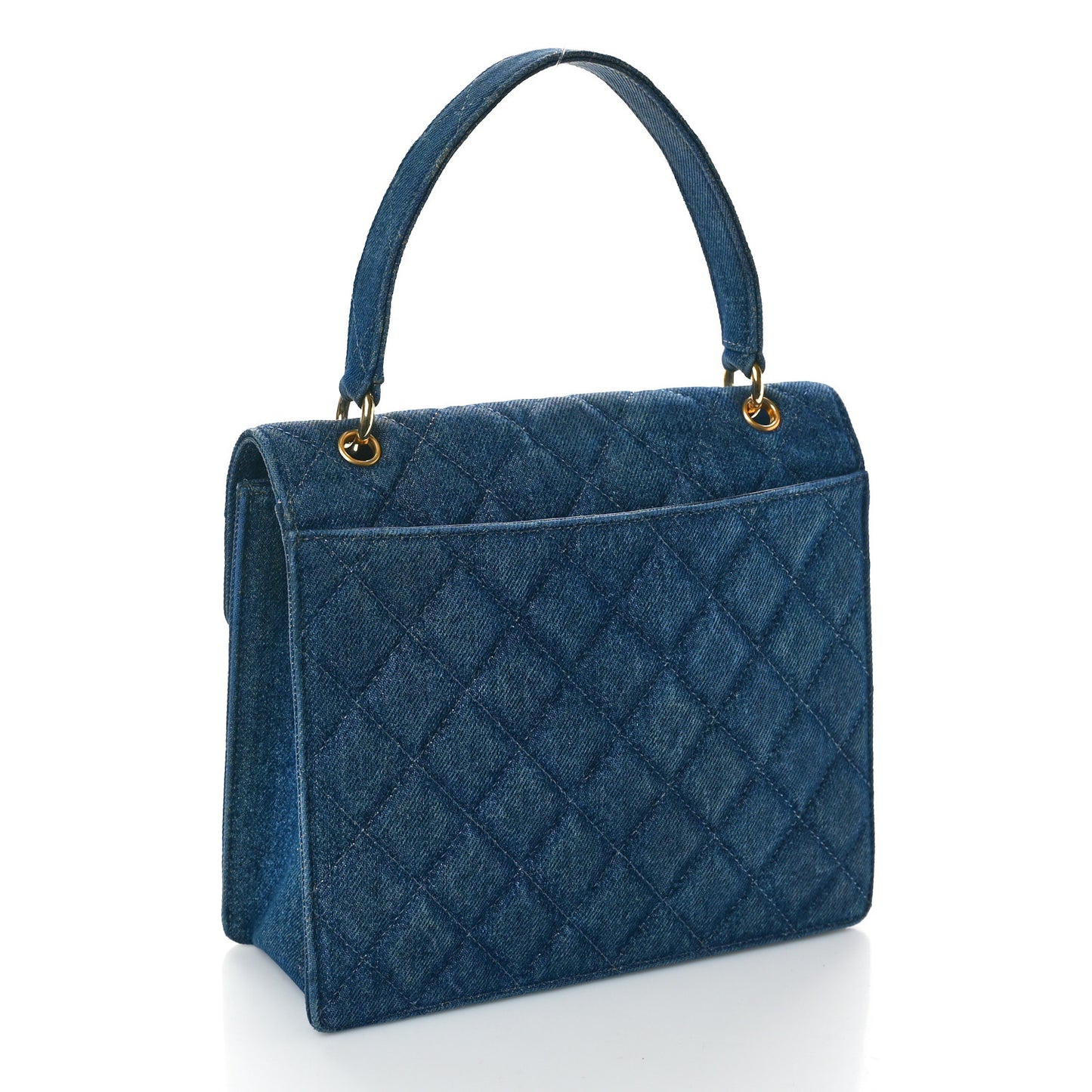 Denim Quilted Kelly Flap Bag Blue
