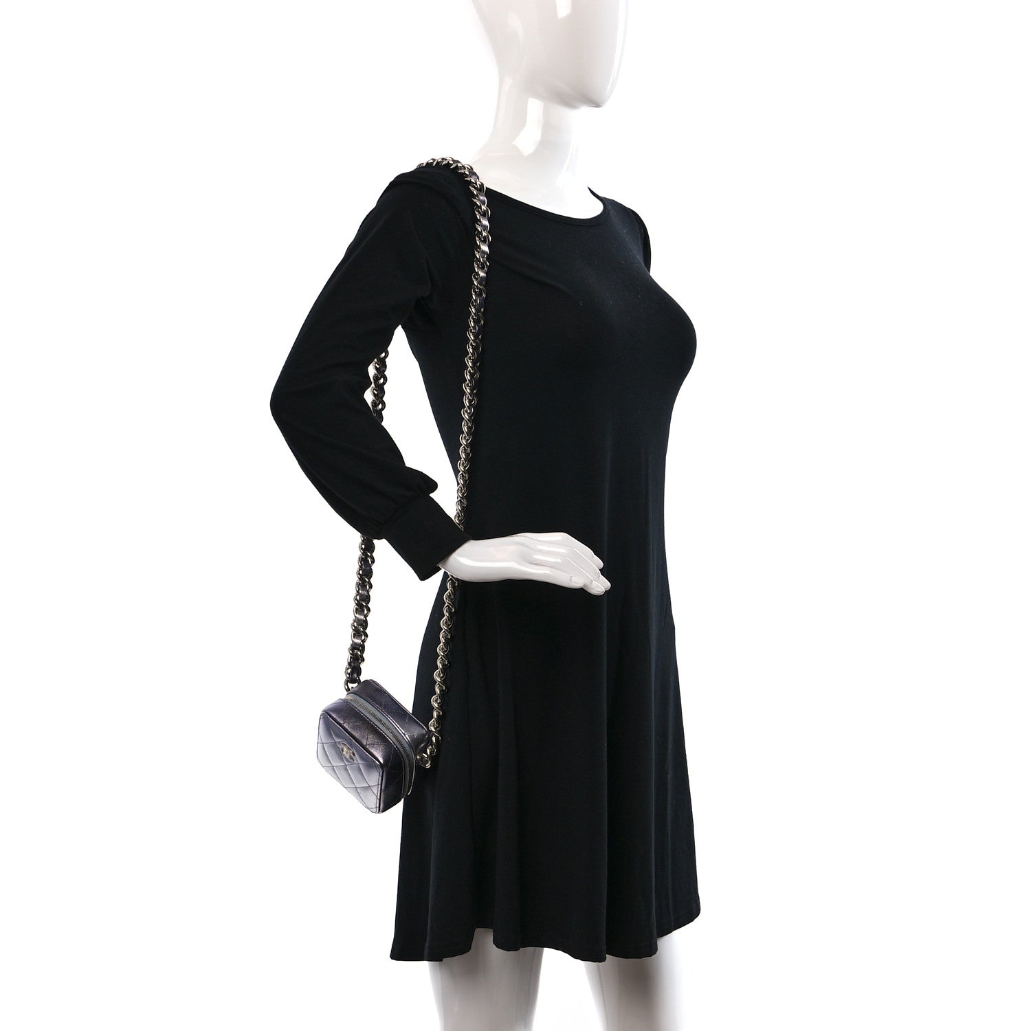 Chanel Gradient Metallic Lambskin Quilted Like A Wallet Clutch With Chain Silver Purple 2 of 11