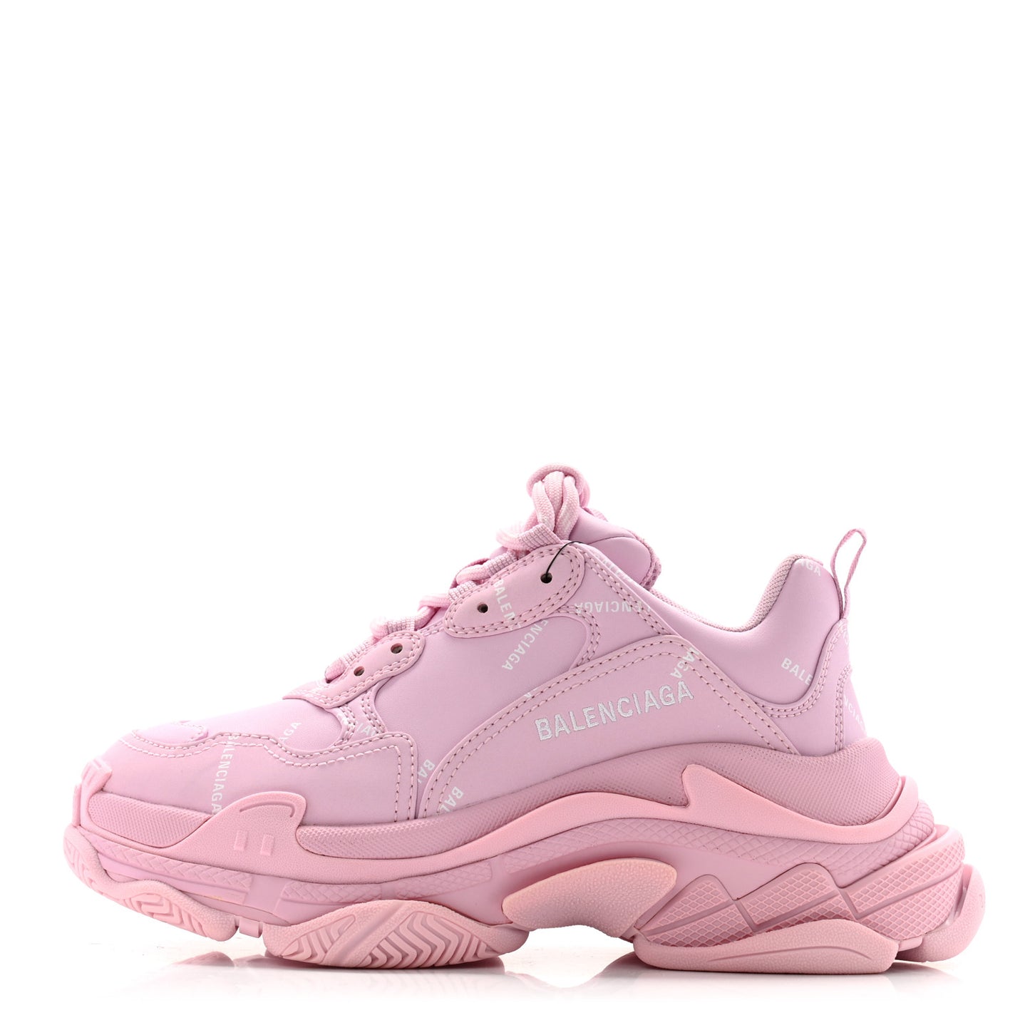 Technical Fabric Mesh Allover Logo Womens Triple S Sneakers 37 Pink White