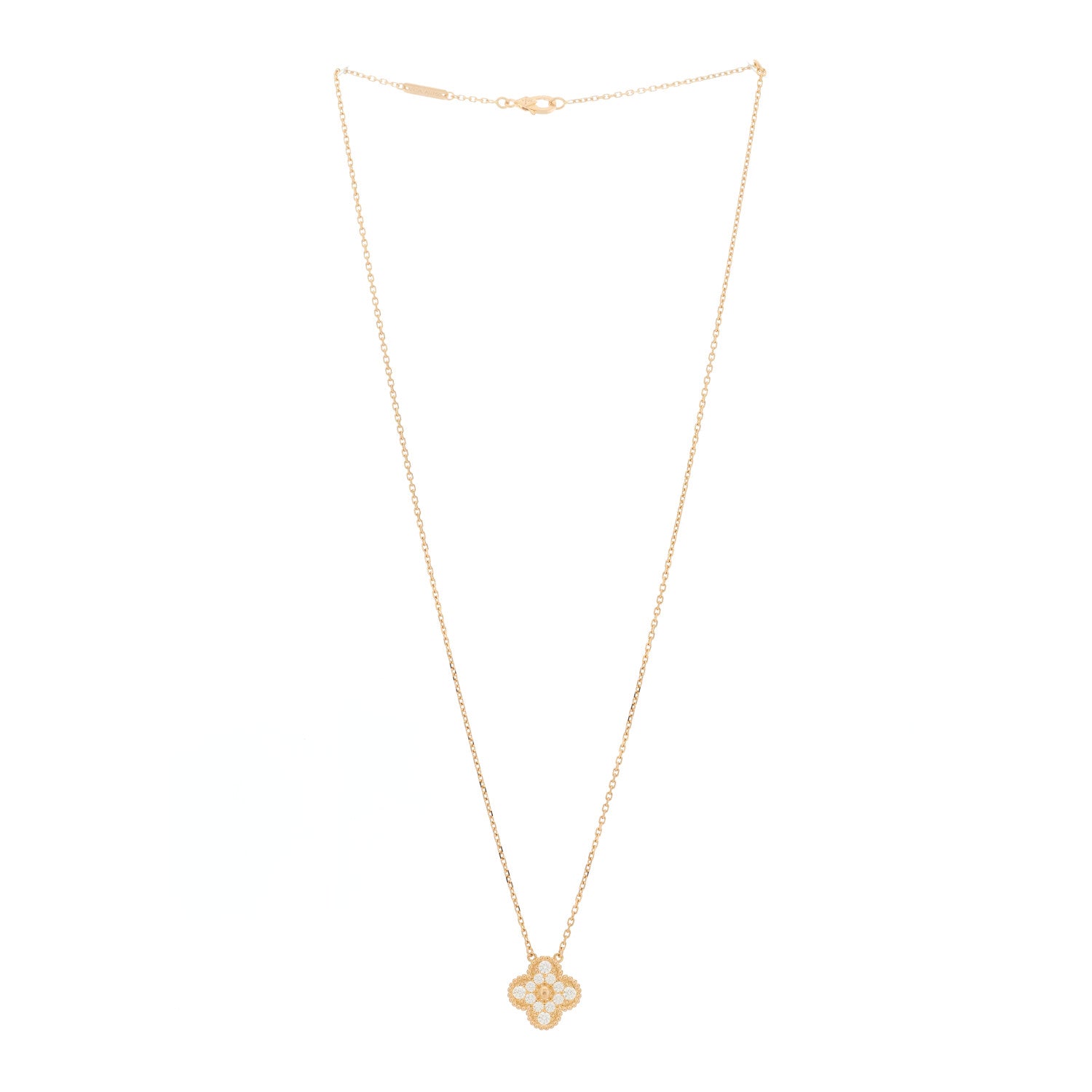 Van Cleef & Arpels 18K Rose Gold Diamond Vintage Alhambra Pendant Necklace 3 of 6