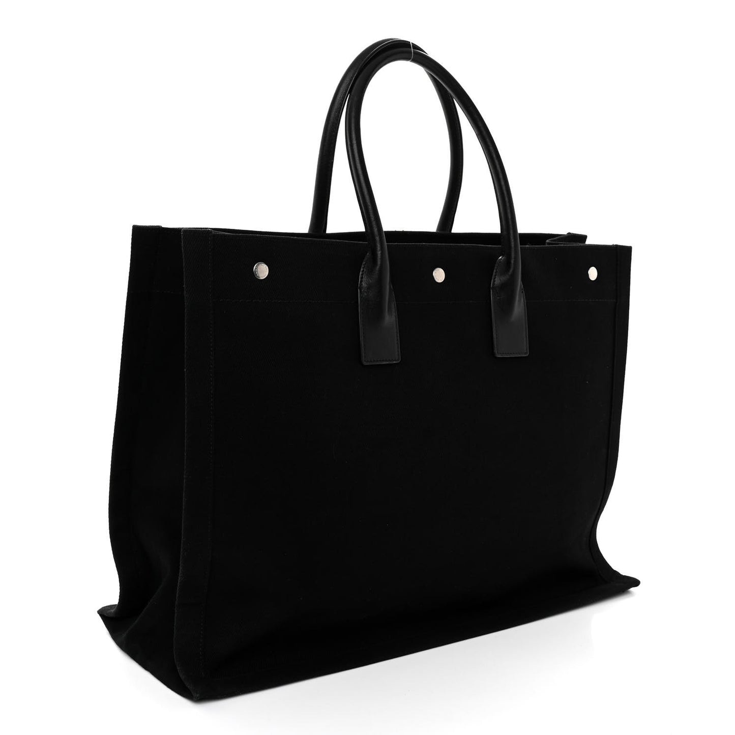 Linen Calfskin Rive Gauche Tote Black