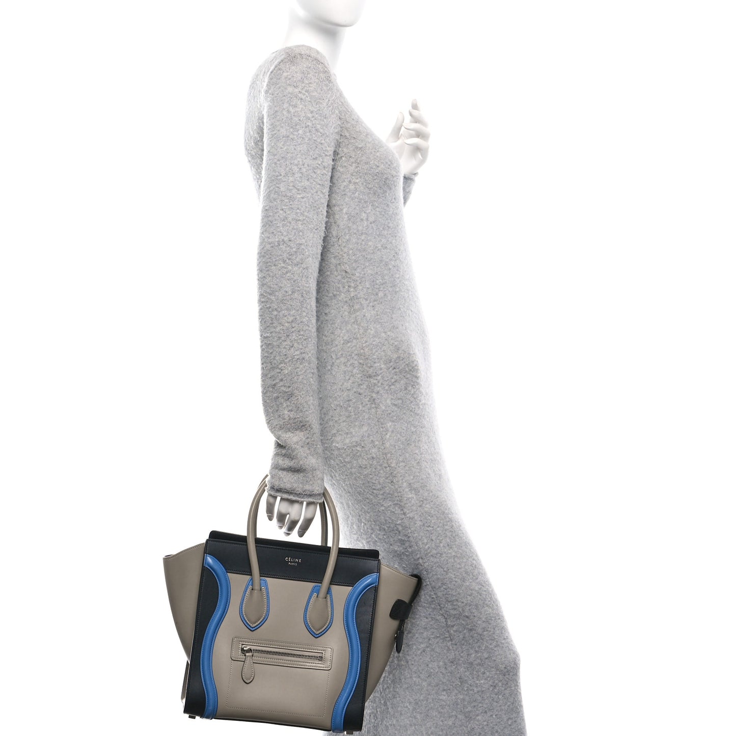 Shiny Smooth Calfskin Micro Tri-Color Luggage Quartz
