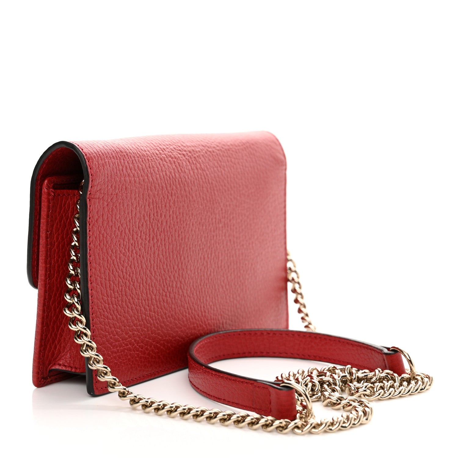 Gucci Dollar Calfskin Interlocking G Chain Wallet Red 3 of 12