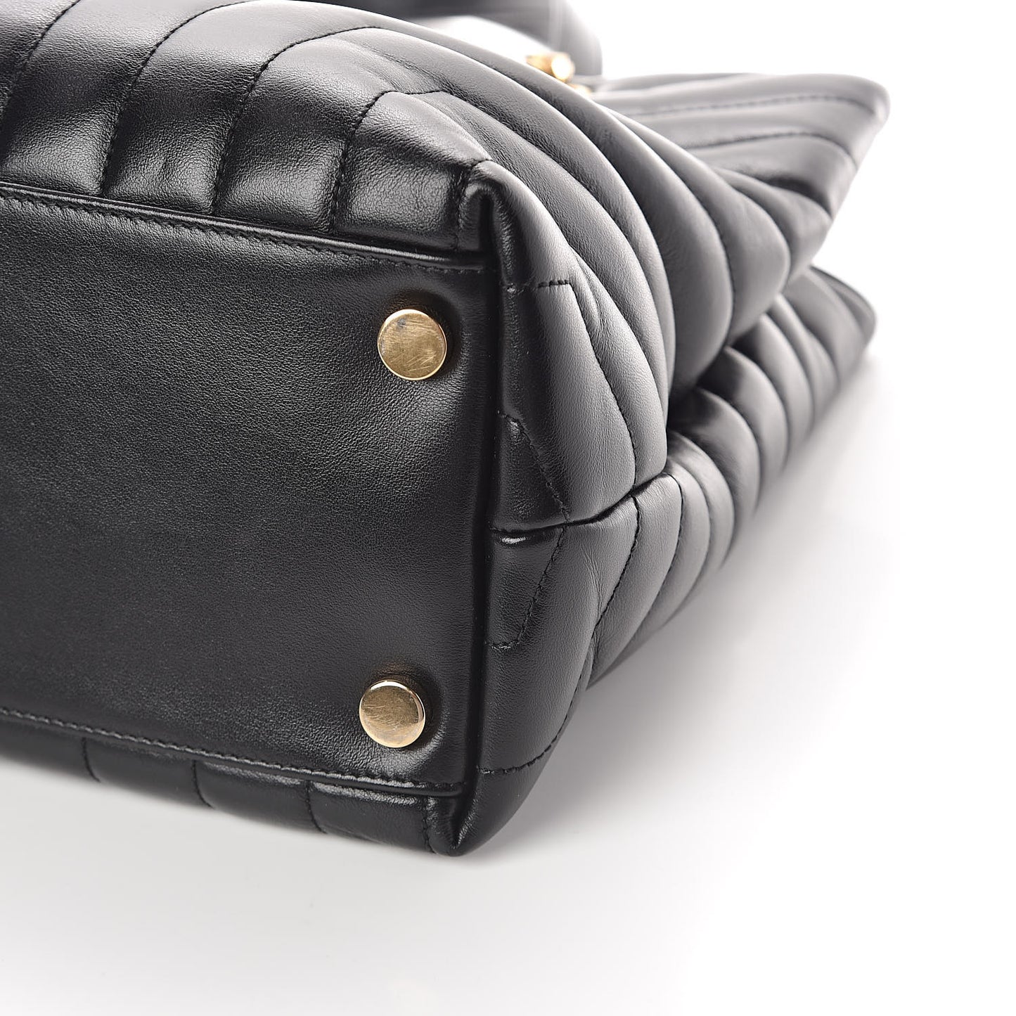 Calfskin Y Quilted Monogram Large Loulou Shopper Black