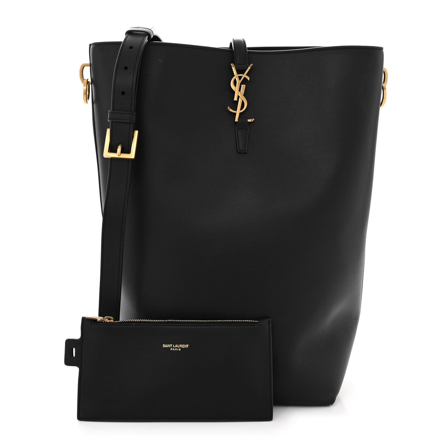 Shiny Calfskin Le 37 Long Bucket Bag Black