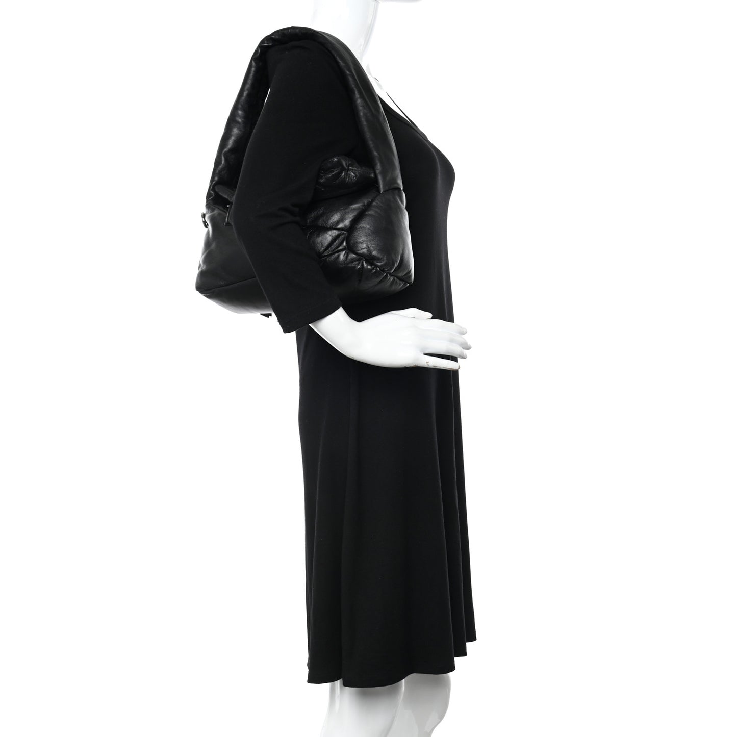 Shiny Nappa Puffer Puzzle Hobo Black