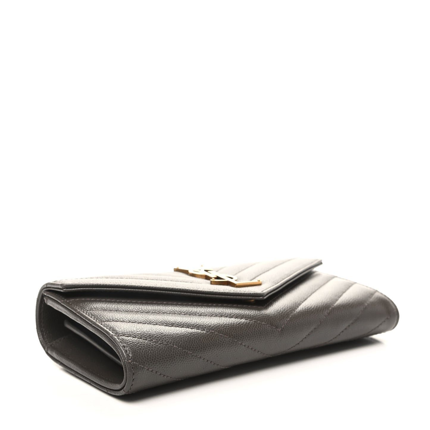 Grain De Poudre Matelasse Chevron Monogram Flap Wallet Pebble