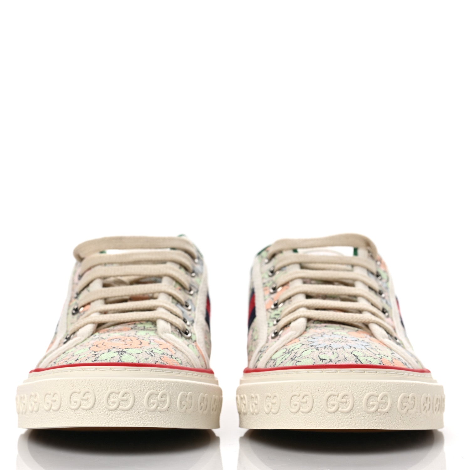Gucci X LIBERTY OF LONDON Canvas Web Tracy Print Womens 1977 Tennis Sneakers 38.5 Mint Peach Mystic White 2 of 8