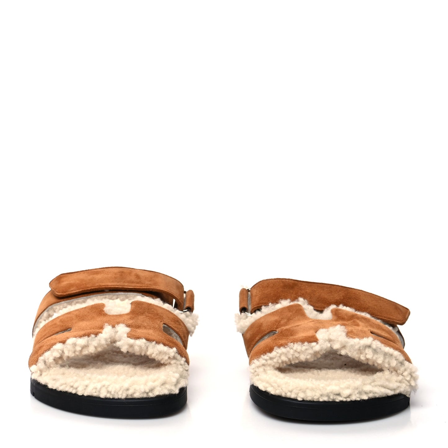 Suede Goatskin Woolskin Womens Chypre Sandals 38 Brun Fume Ecru