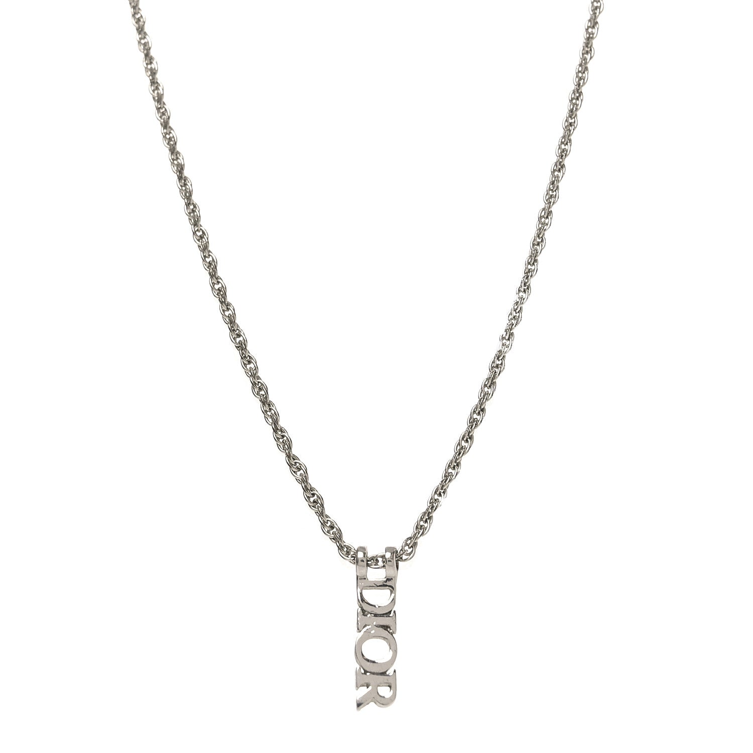 Christian Dior Metal Logo Necklace Silver 1798902 – FASHIONPHILE