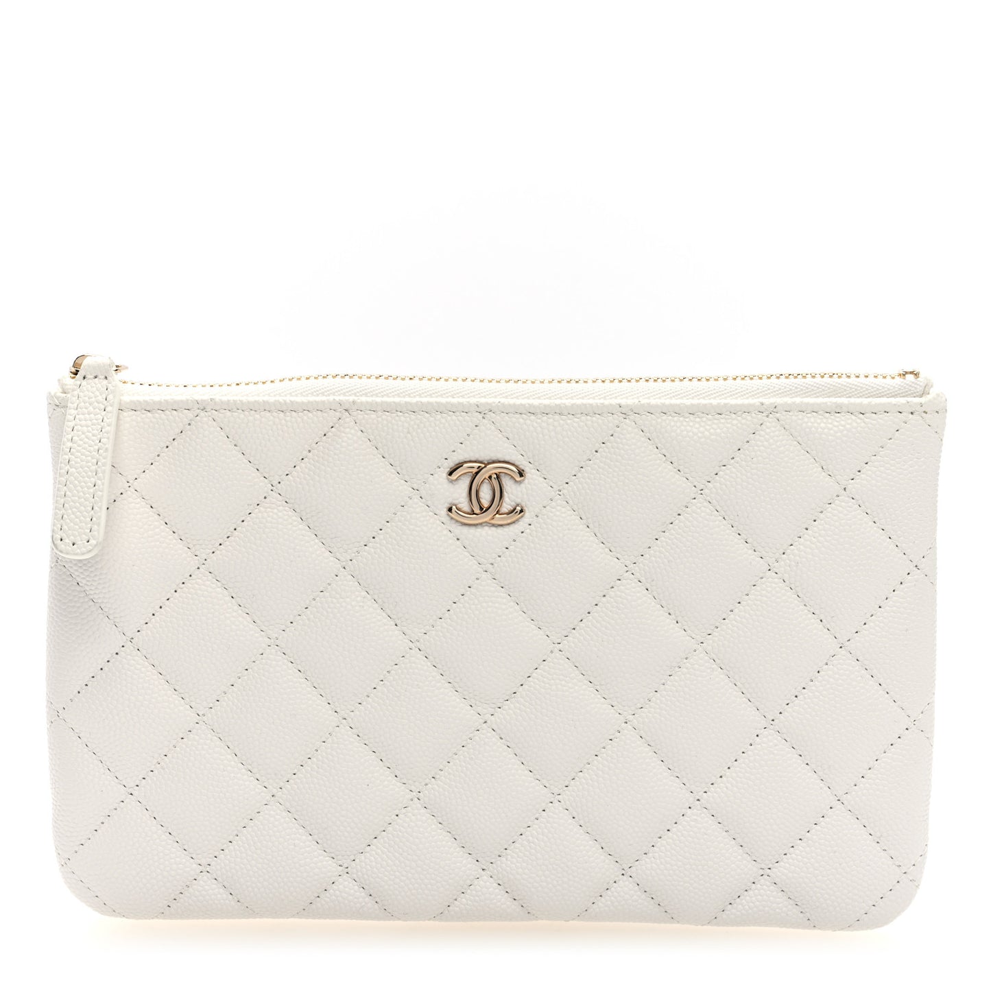 Caviar Quilted Cosmetic Case White