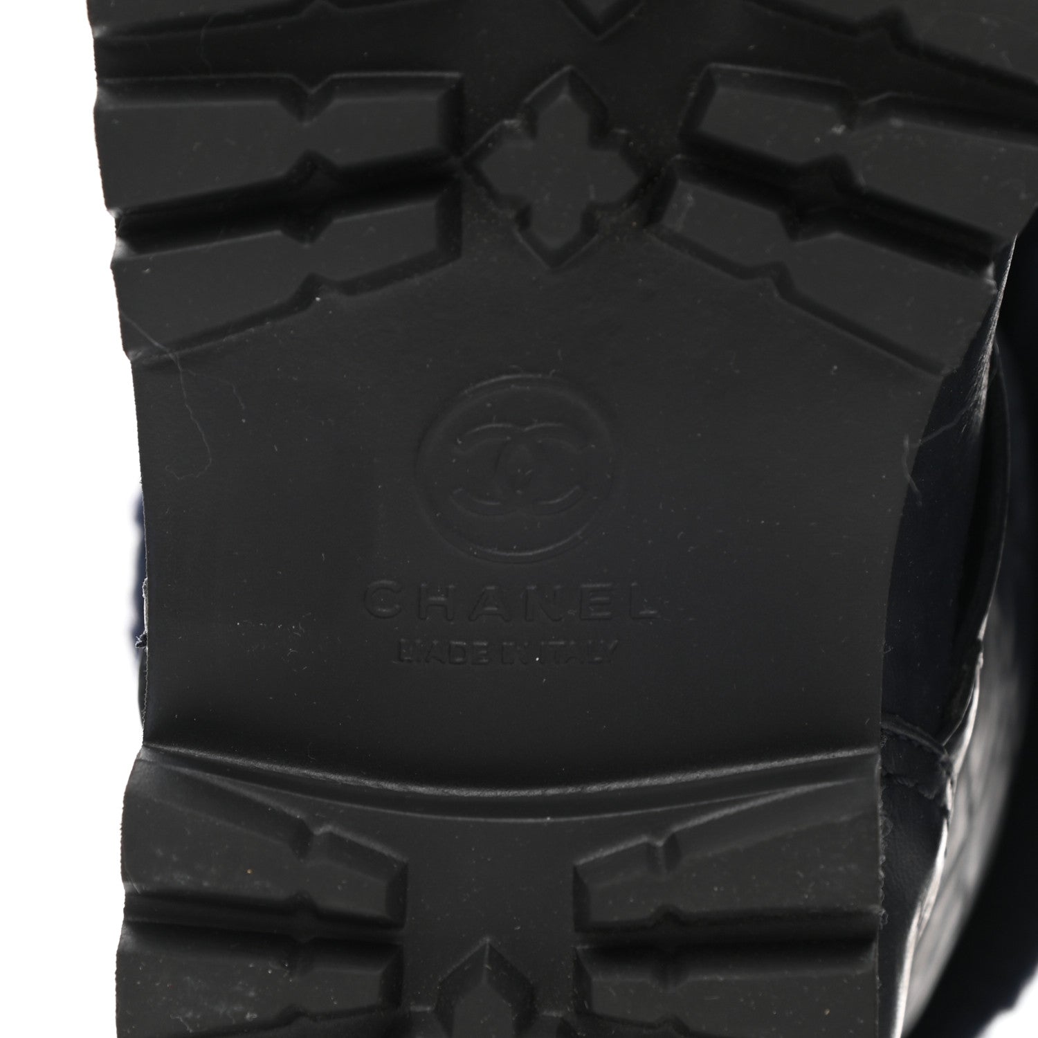 Chanel Knit Calfskin Quilted Short Biker Boots 40 Navy 6 of 8