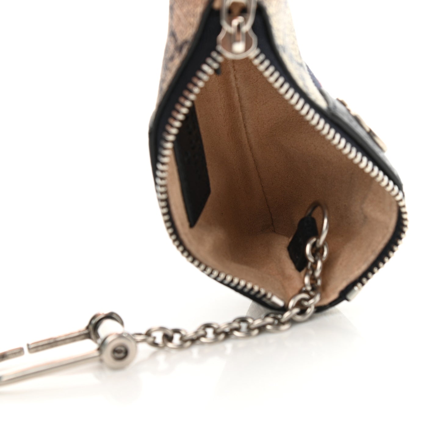 GG Supreme Monogram Web Ophidia Key Case Beige Blue