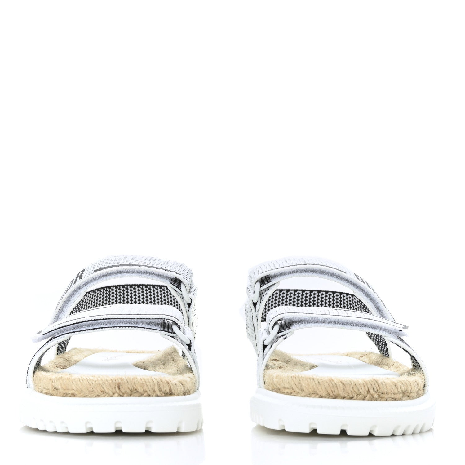 Christian Dior Technical Knit Jute Dioract 10mm Sandals 38 White Black 2 of 7