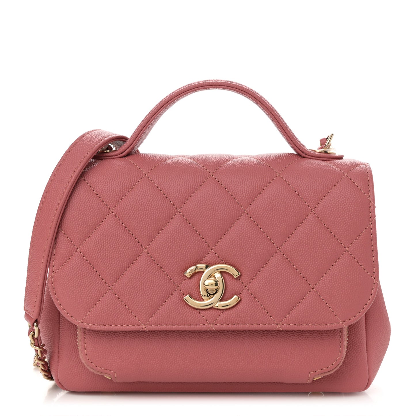 Caviar Quilted Small Business Affinity Flap Dark Pink