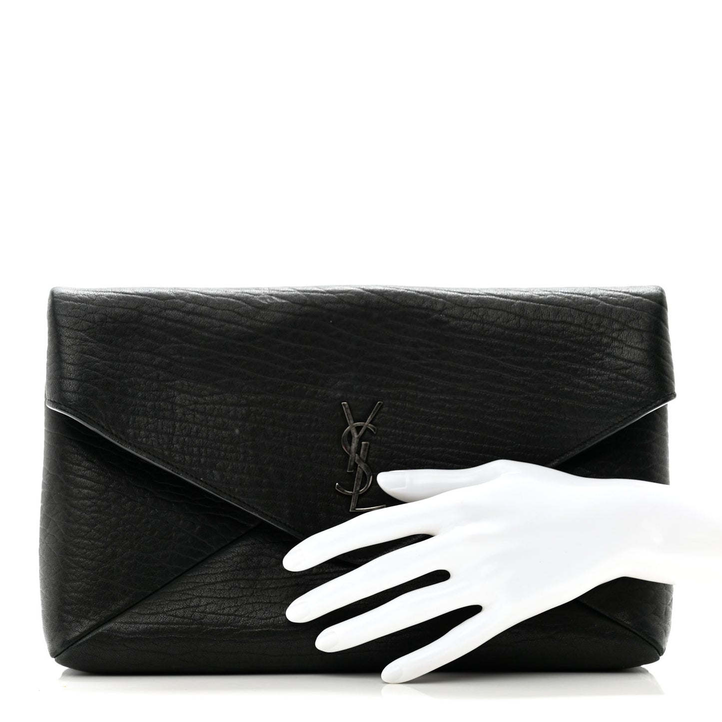 Grained Lambskin Small Cassandre Envelope Pouch Black