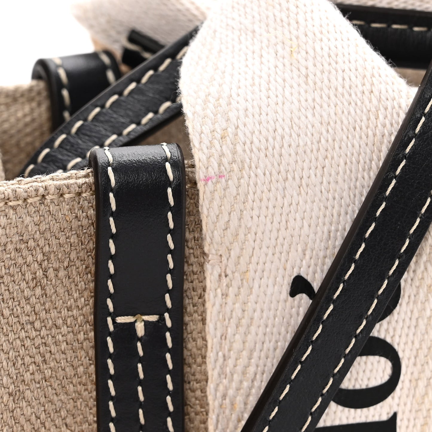 Cotton Calfskin Mini Woody Ribbon Tote White Blue