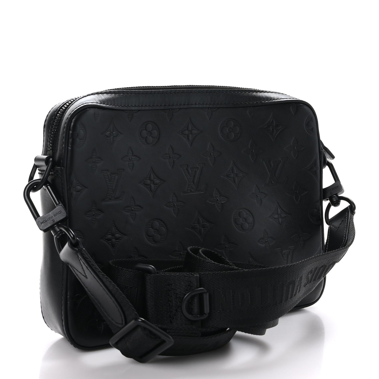 LOUIS VUITTON Calfskin Monogram Shadow Duo Messenger Black