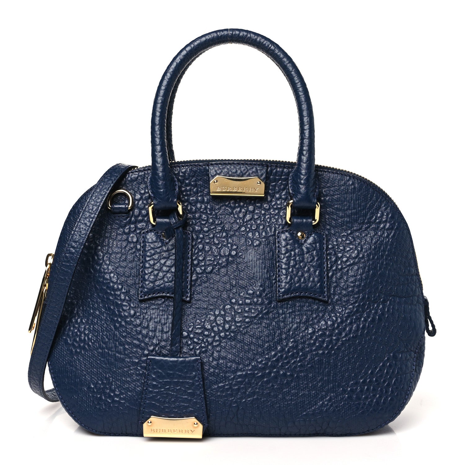 Burberry Heritage Grain Small Orchard Bowling Bag Navy Blue 