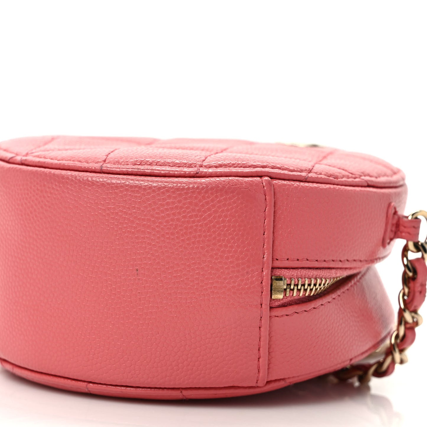 Caviar Quilted Round Clutch With Chain Pink