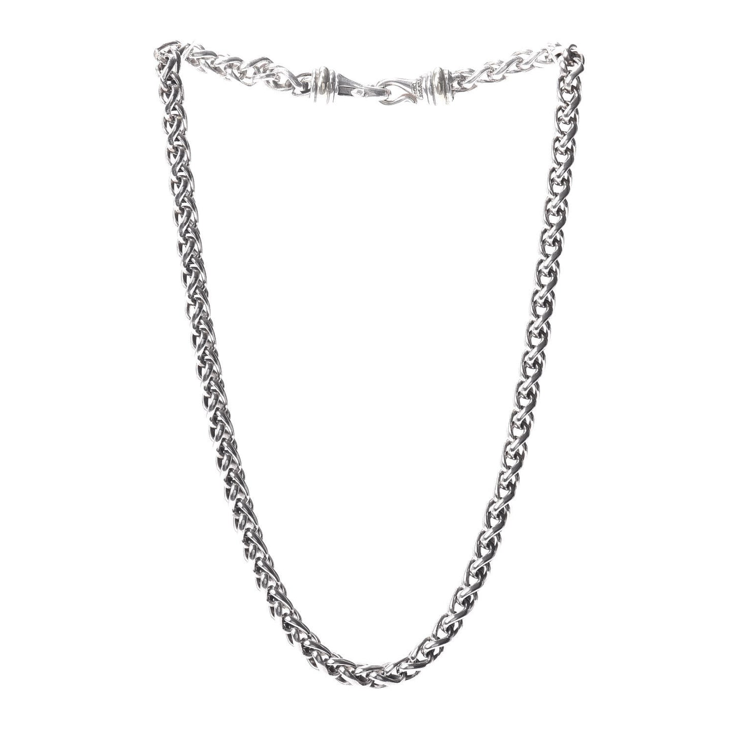 Sterling Silver 14K Yellow Gold 6mm Wheat Chain Necklace