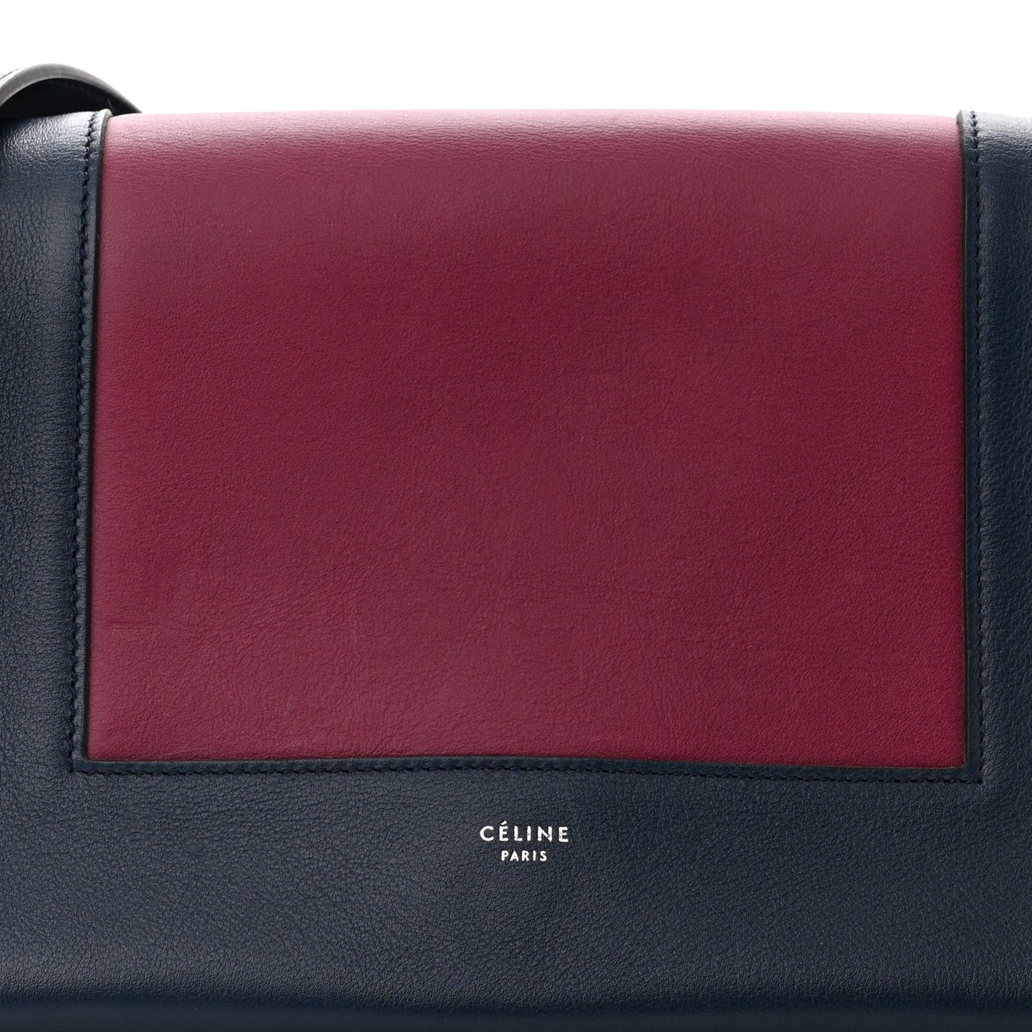 Shiny Smooth Calfskin Medium Frame Shoulder Bag Steel Blue Plum