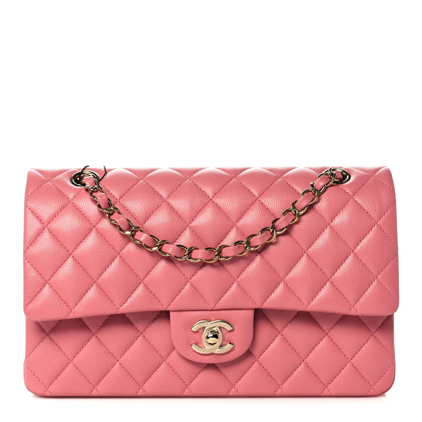 Caviar Quilted Medium Double Flap Dark Pink