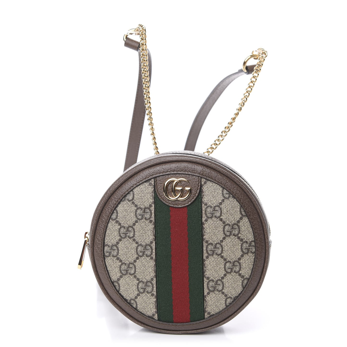 GG Supreme Monogram Web Mini Ophidia Round Backpack Brown