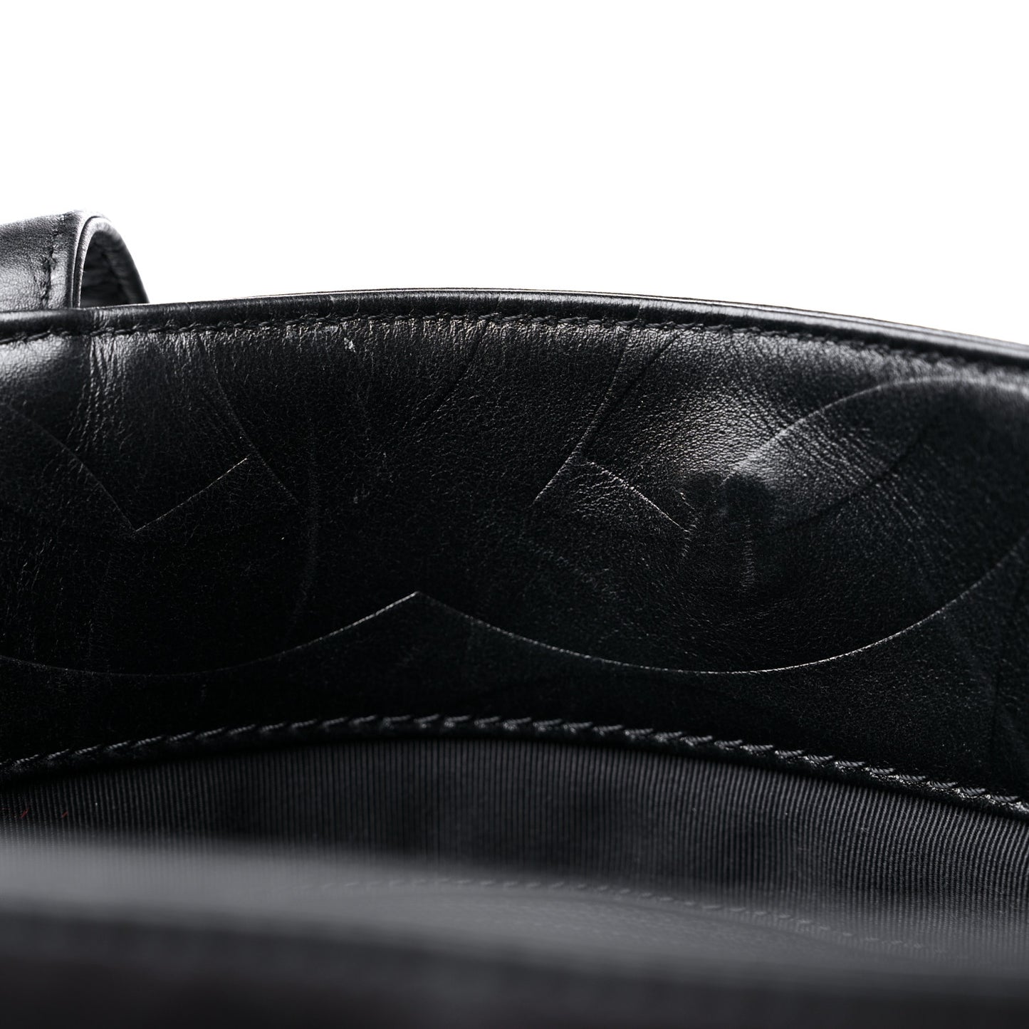 Calfskin Embossed CC Shoulder Bag Black