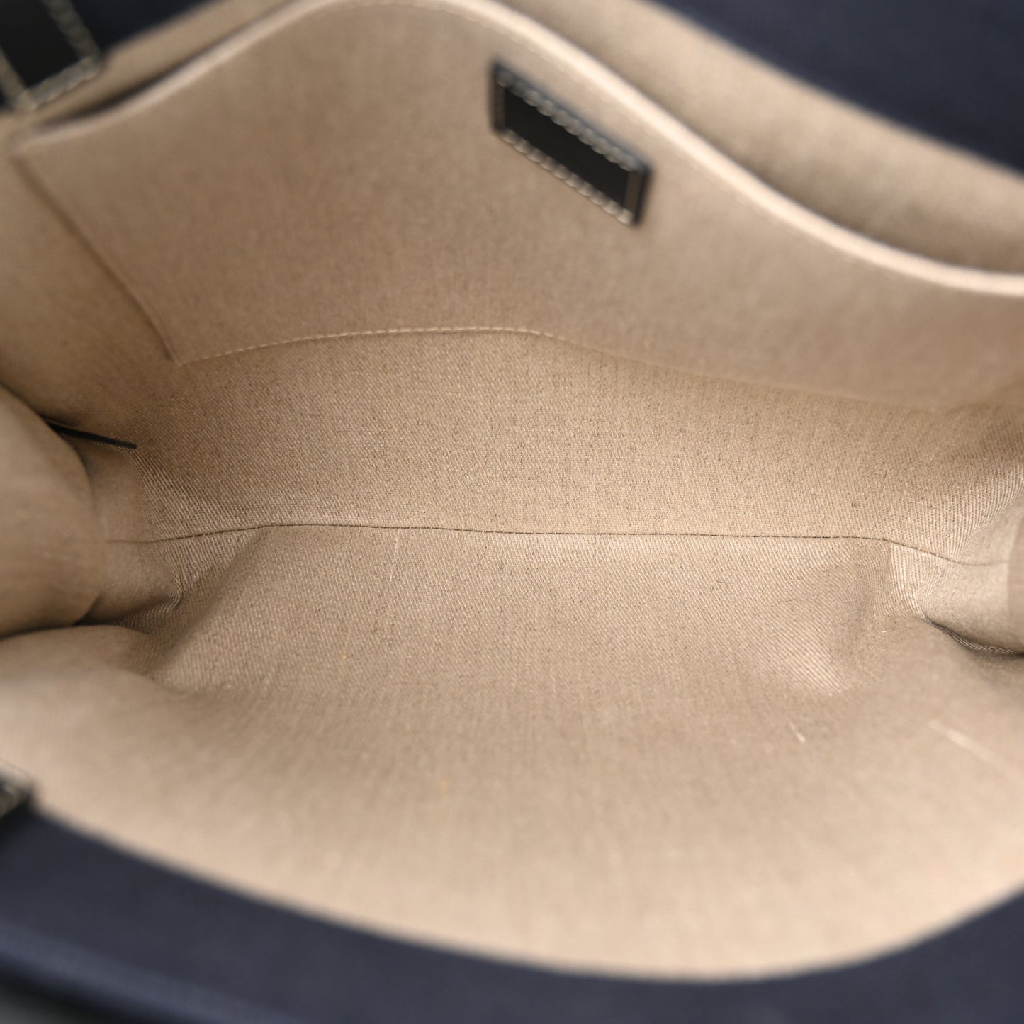 Calfskin Linen Medium Woody Tote Deep Denim